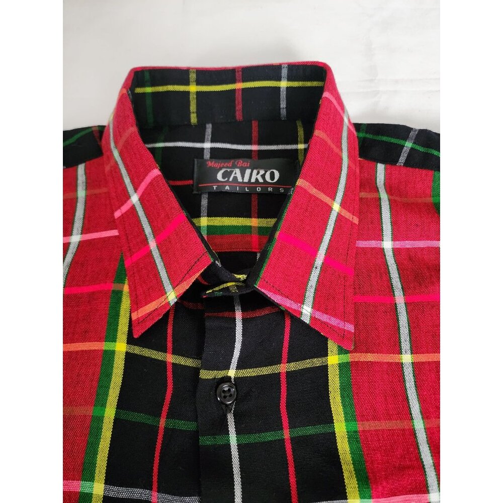 Majeed Bai CAIRO Tailors Men's Multicolor Plaid Long Sleeve Shirt Size XL - Picture 5 of 8